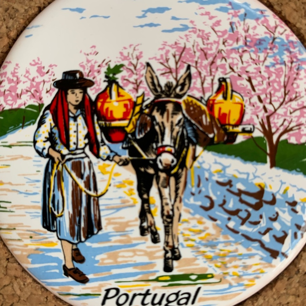 Vintage Portugal Ceramic Tile and Cork Coasters Set - Picture 6 of 8